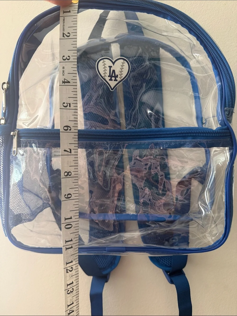 Clear Blue LA Heart Accent Backpack
